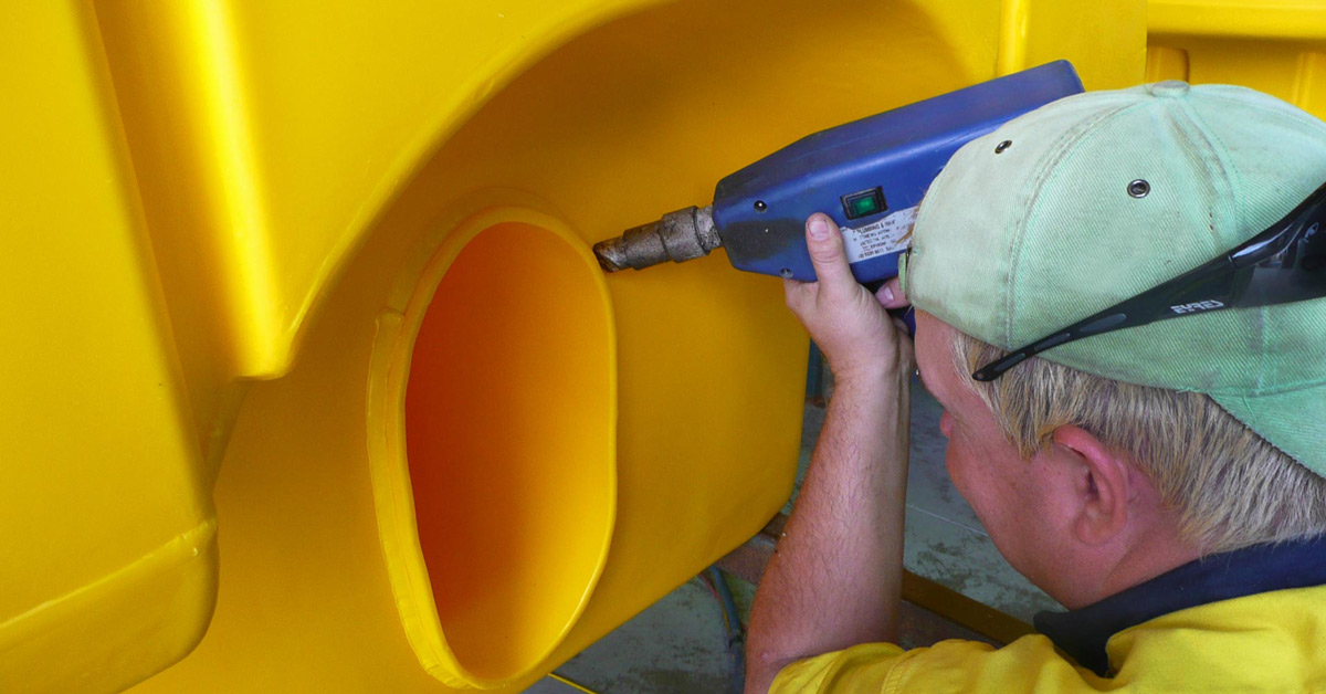 Man Drilling Plastic Product