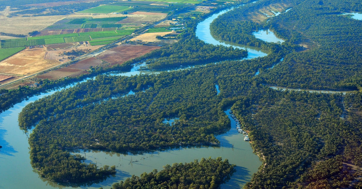 Aerial Of Murray River Mildura